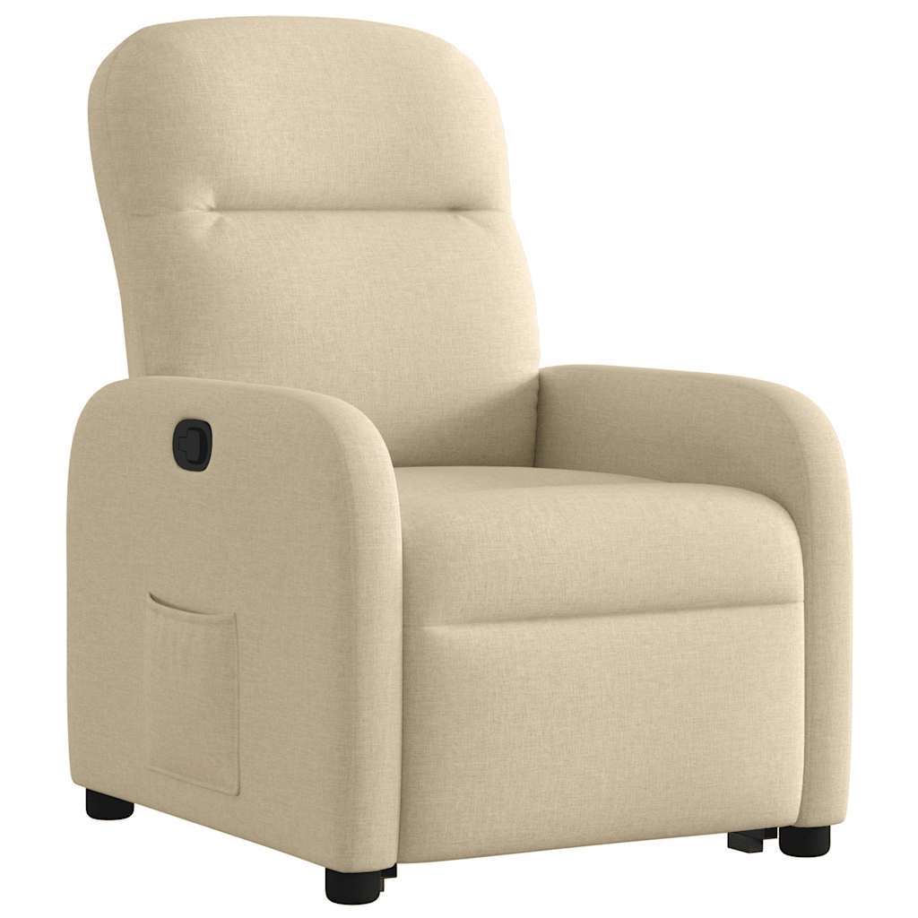 Poltrona reclinável elevatória tecido cor creme