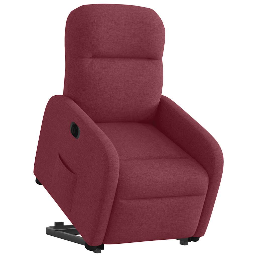 Poltrona reclinável elevatória elétrica tecido vermelho-tinto
