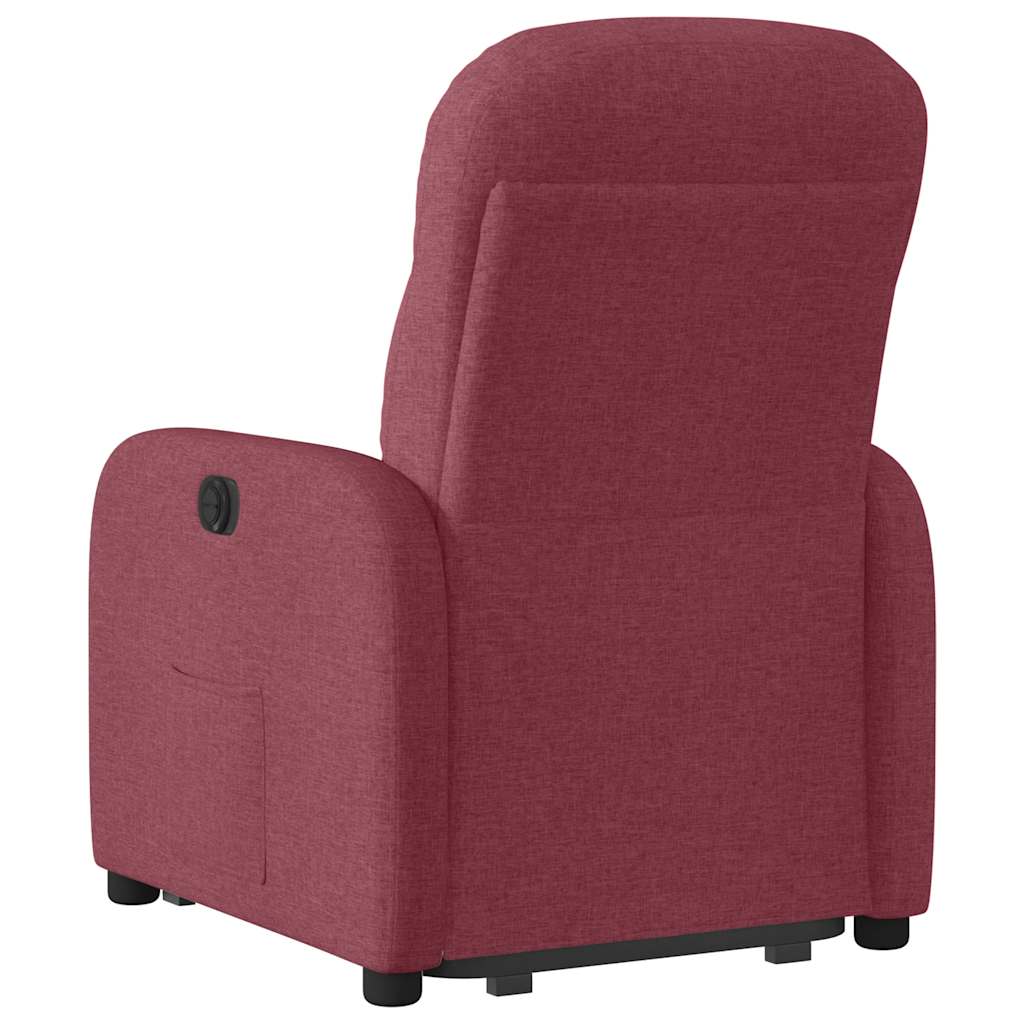 Poltrona reclinável elevatória elétrica tecido vermelho-tinto