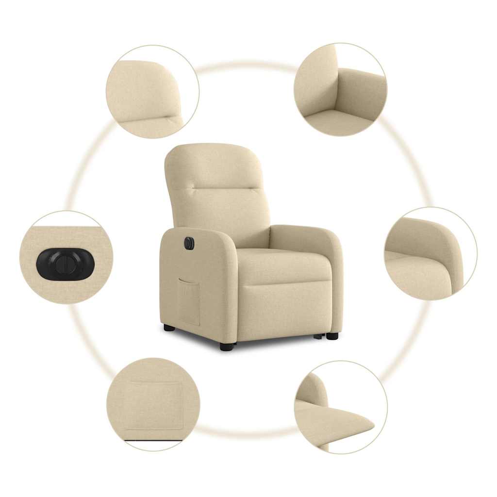 Poltrona reclinável elevatória elétrica tecido cor creme