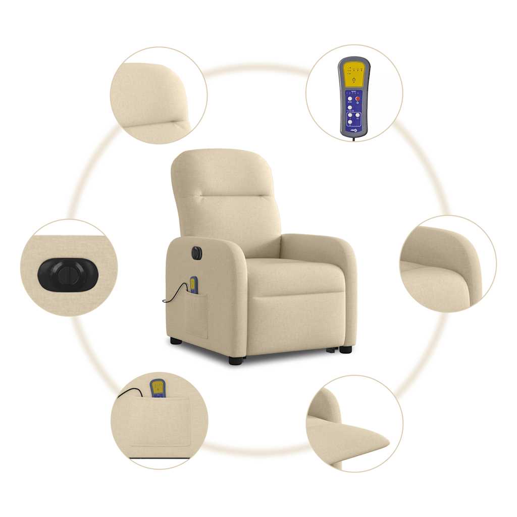 Poltrona elétrica elevatória massagens tecido creme