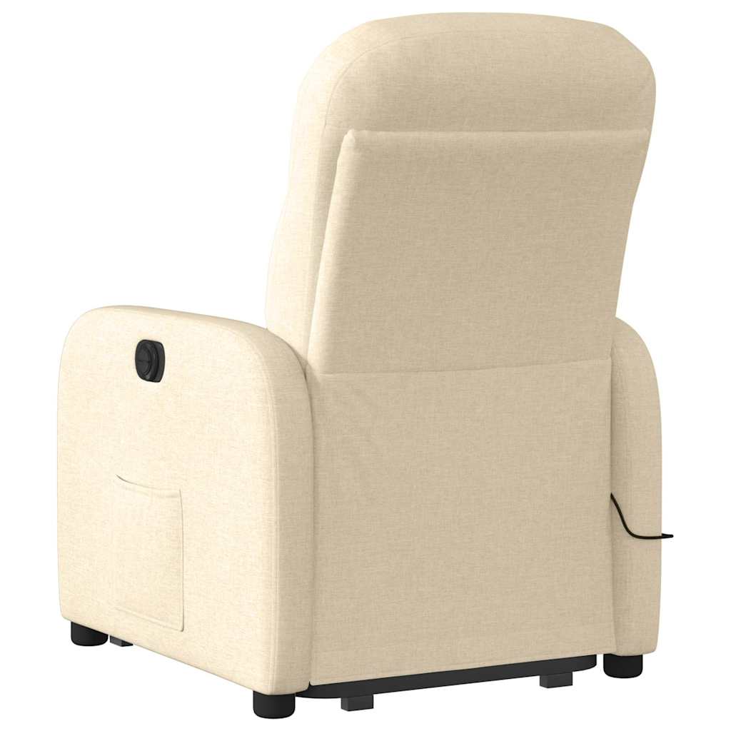 Poltrona elétrica elevatória massagens tecido creme