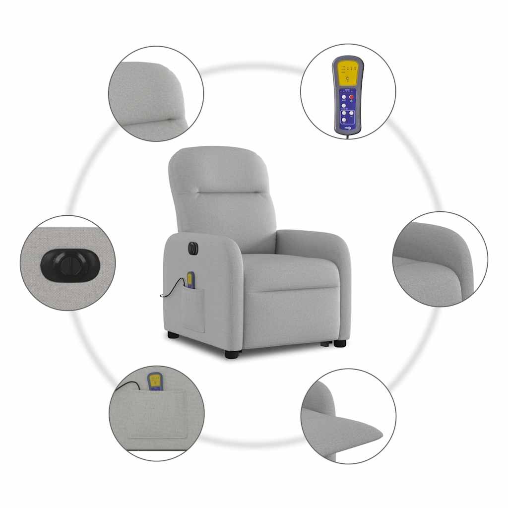 Poltrona elétrica elevatória massagens tecido cinzento-nublado