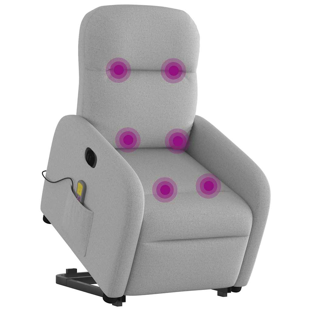 Poltrona elétrica elevatória massagens tecido cinzento-nublado