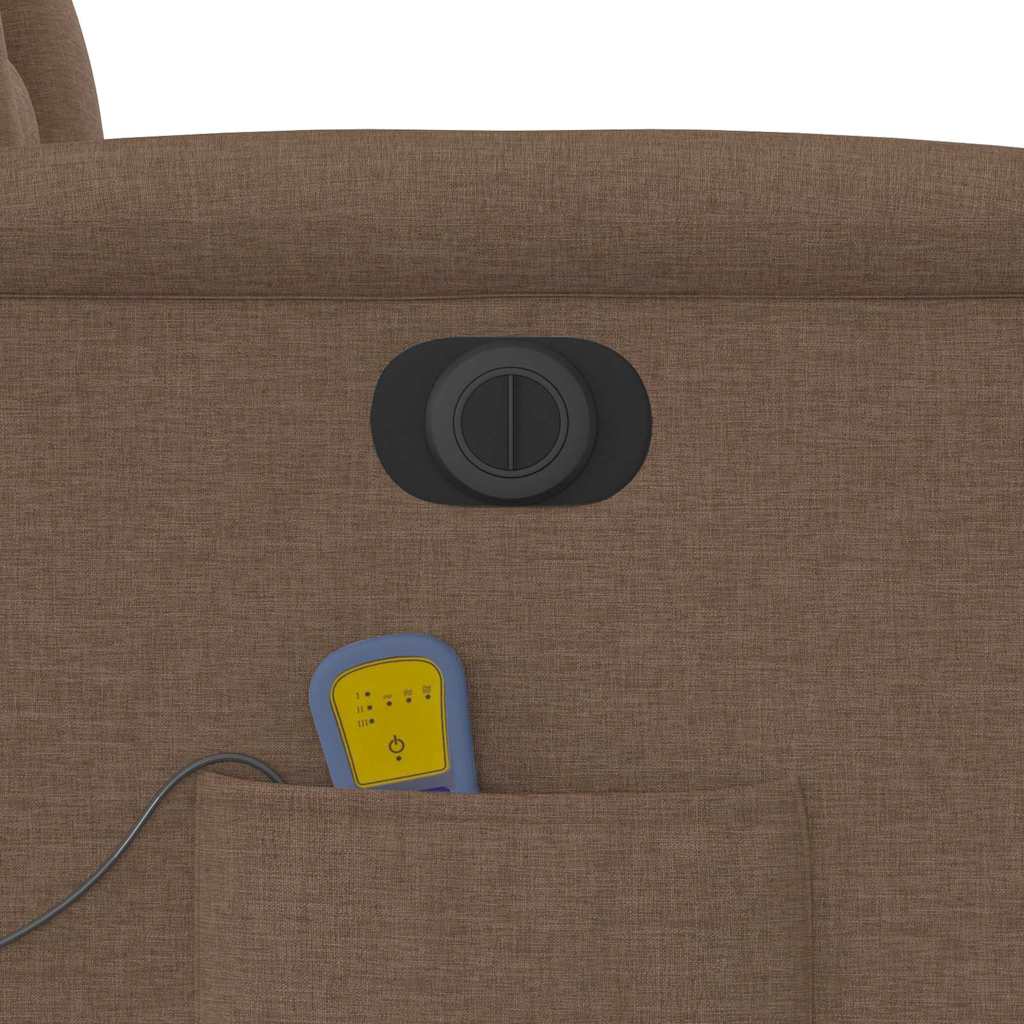 Poltrona de massagens reclinável elétrica tecido castanho