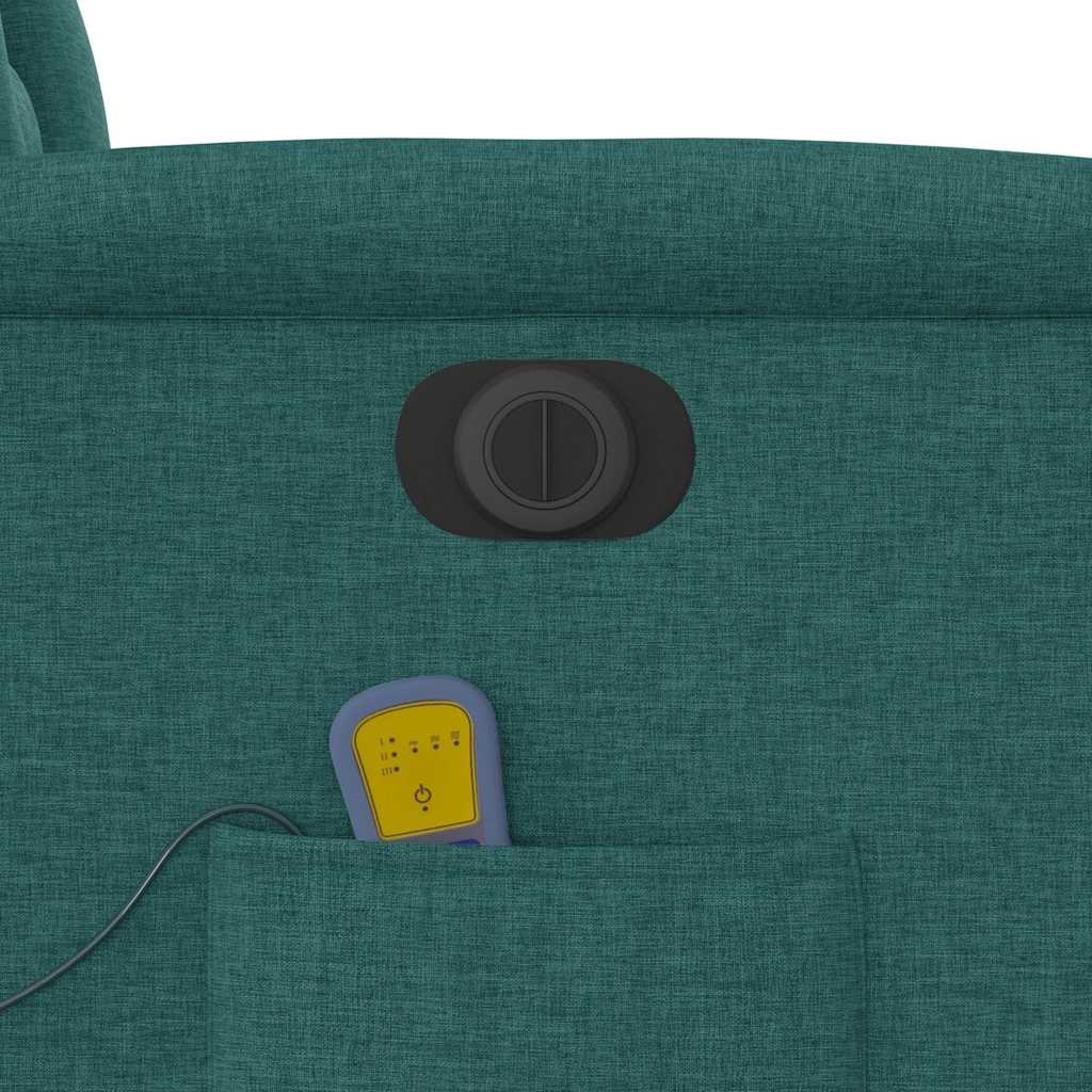 Poltrona reclinável de massagens elétrica tecido verde-escuro