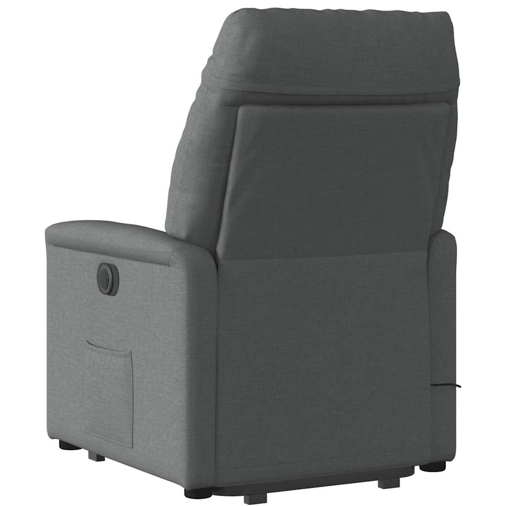 Poltrona elevatória de massagens tecido cinzento-escuro