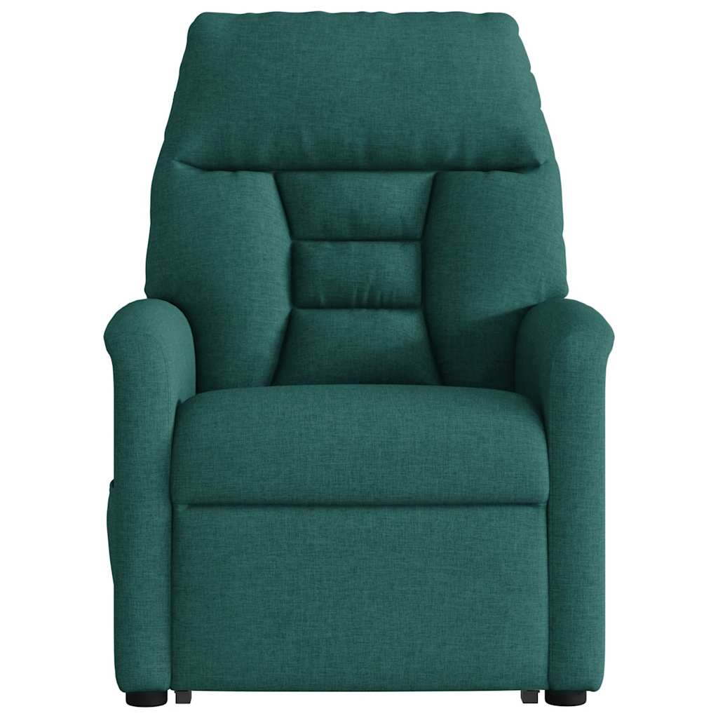 Poltrona reclinável elevatória de massagens tecido verde-escuro