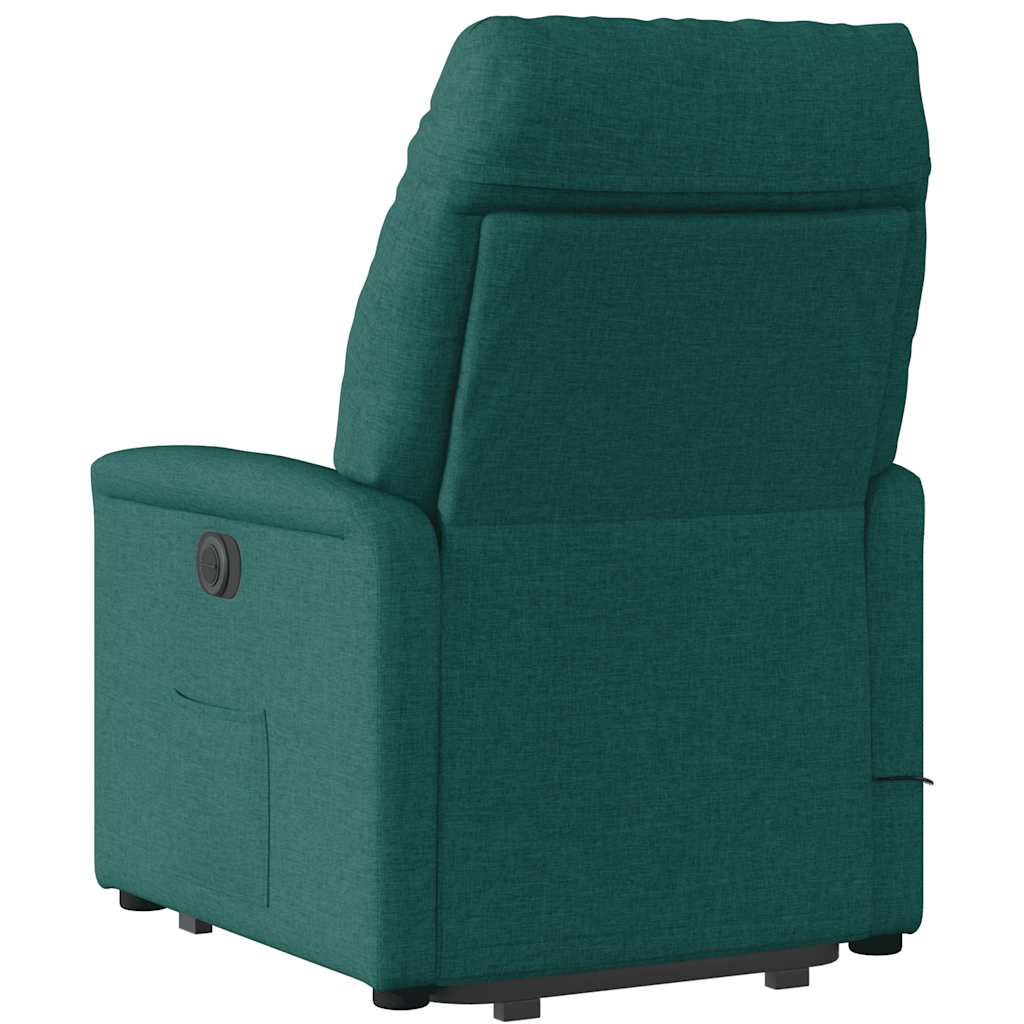 Poltrona reclinável elevatória de massagens tecido verde-escuro