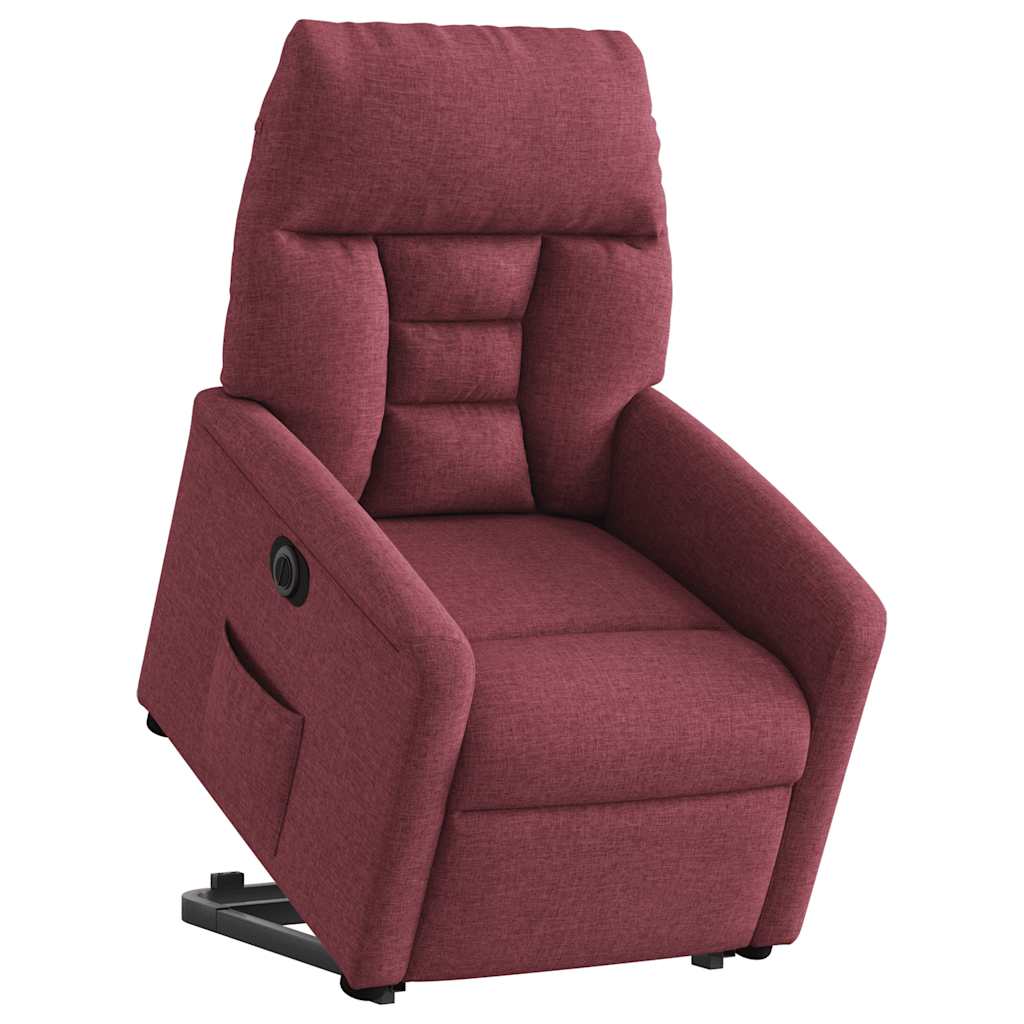 Poltrona reclinável elevatória elétrica tecido vermelho-tinto