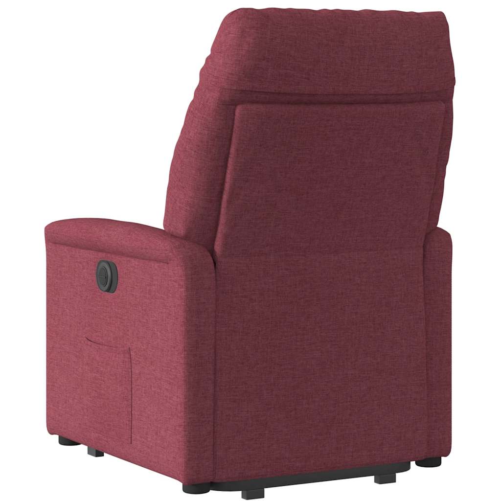 Poltrona reclinável elevatória elétrica tecido vermelho-tinto
