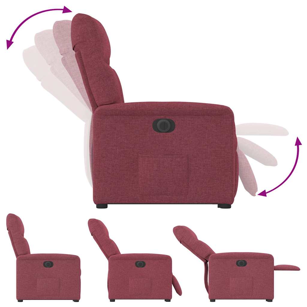 Poltrona reclinável elevatória elétrica tecido vermelho-tinto