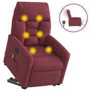 Poltrona elevatória de massagens elétrica tecido vermelho tinto
