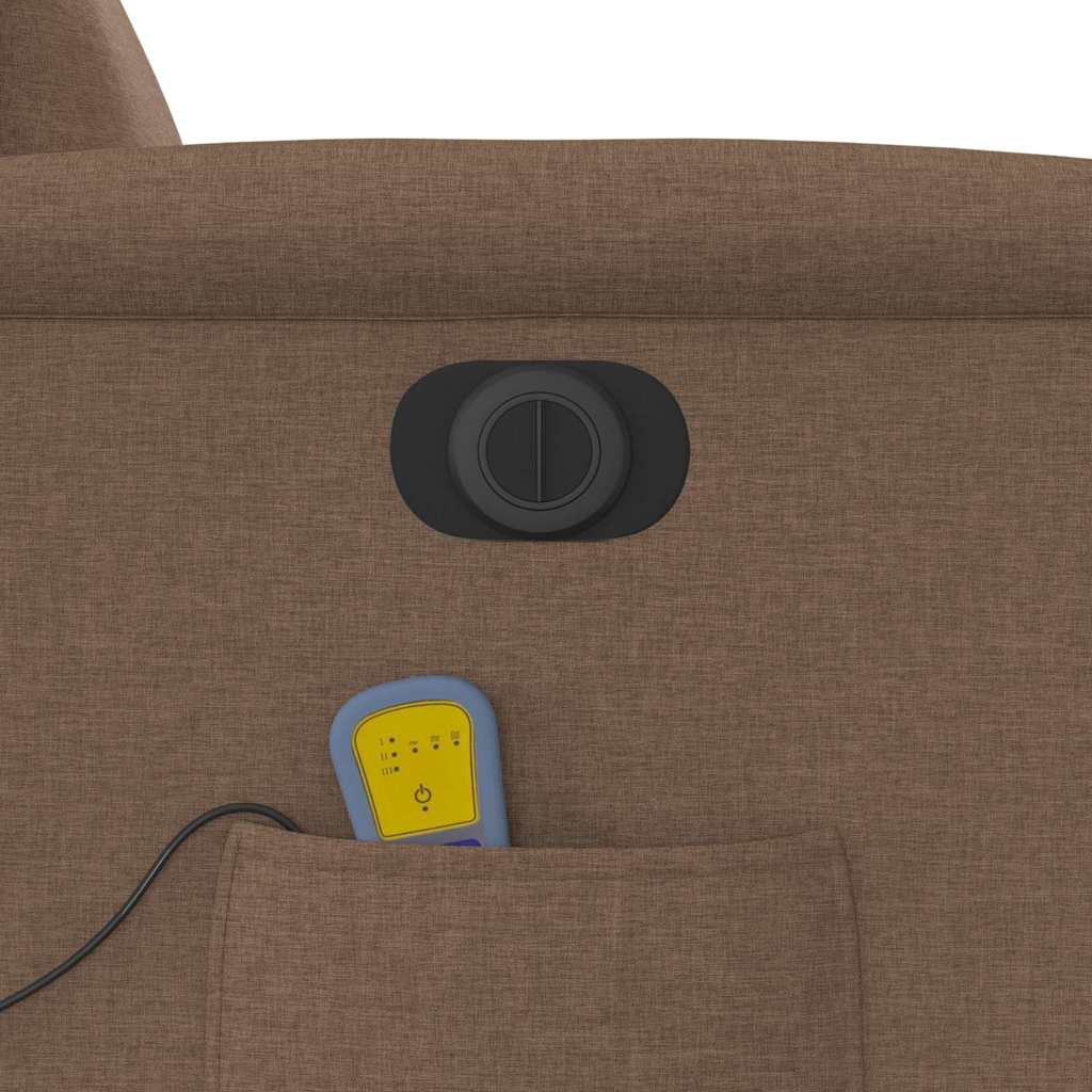 Poltrona de massagens reclinável elétrica tecido castanho