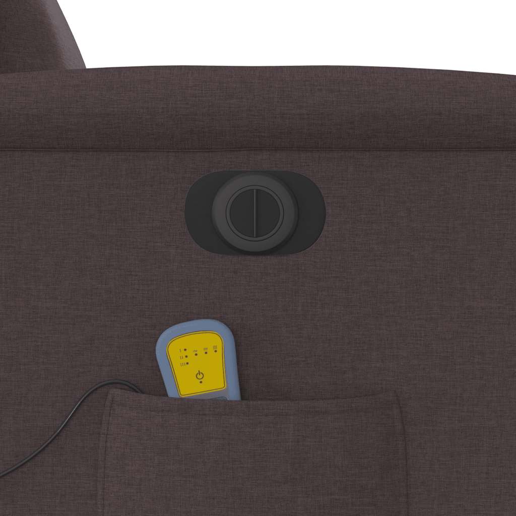 Poltrona reclinável massagens elétrica tecido castanho-escuro