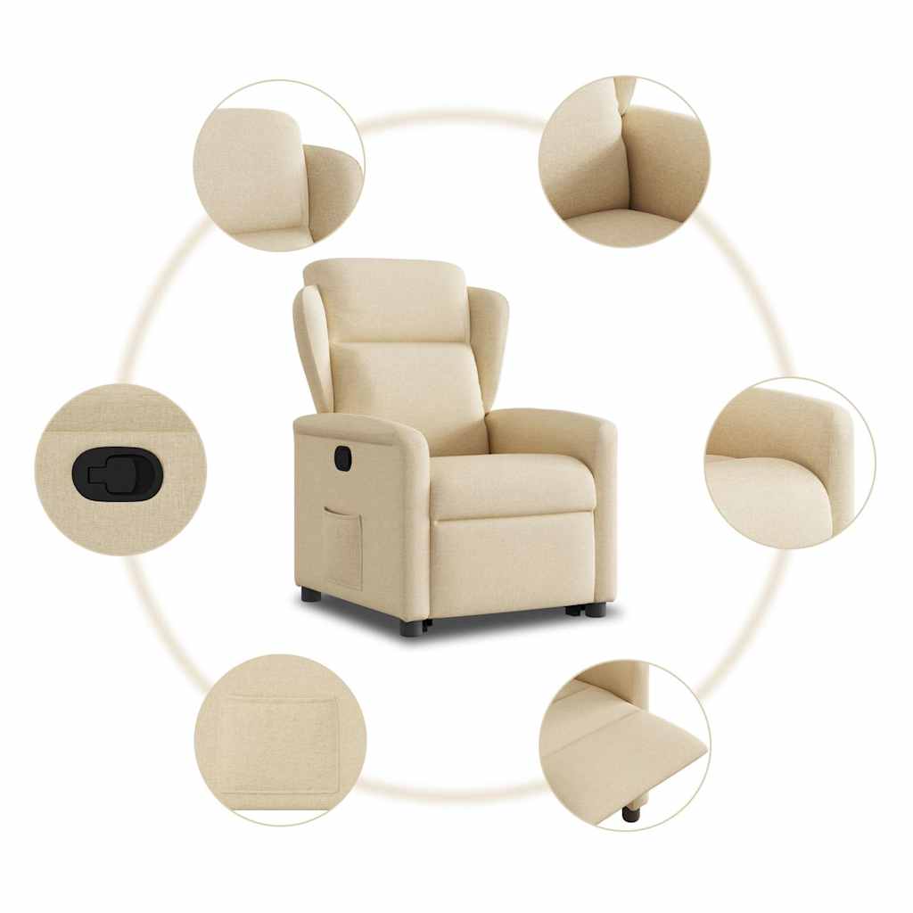 Poltrona reclinável elevatória tecido cor creme