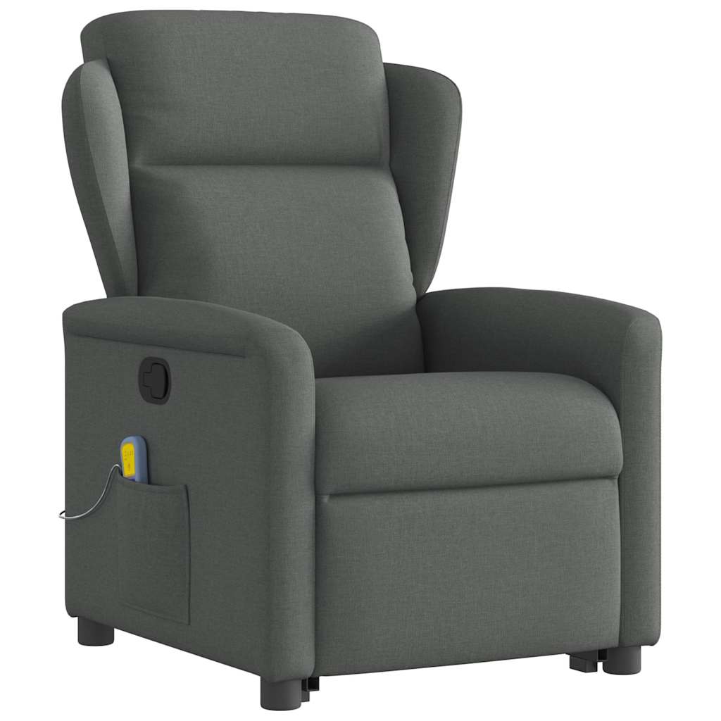 Poltrona elevatória de massagens tecido cinzento-escuro