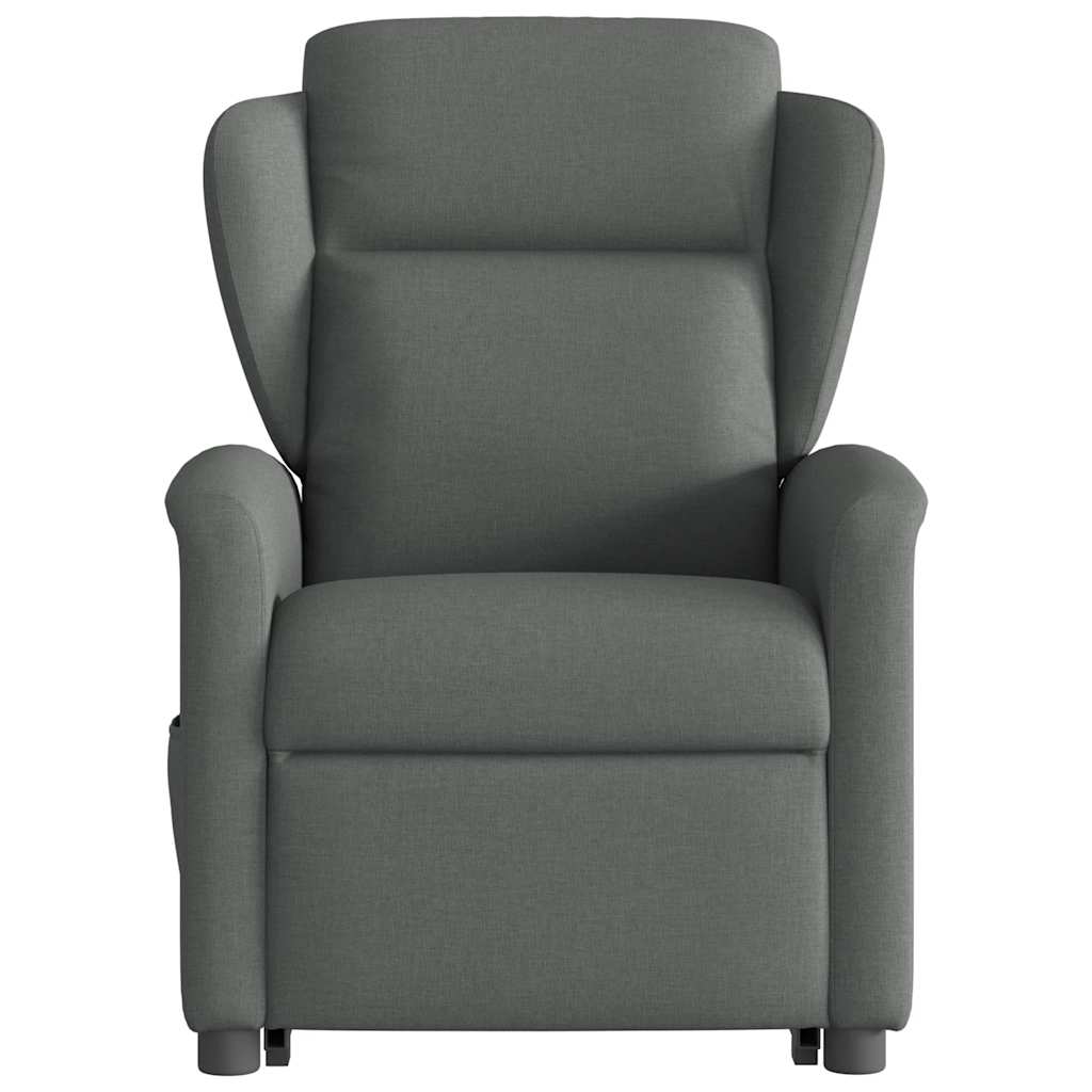 Poltrona elevatória de massagens tecido cinzento-escuro