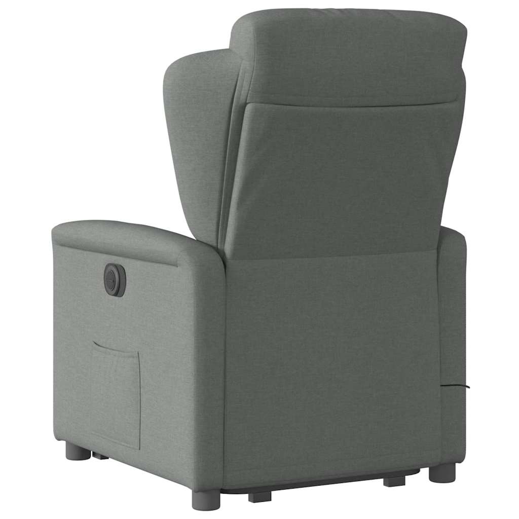 Poltrona elevatória de massagens tecido cinzento-escuro