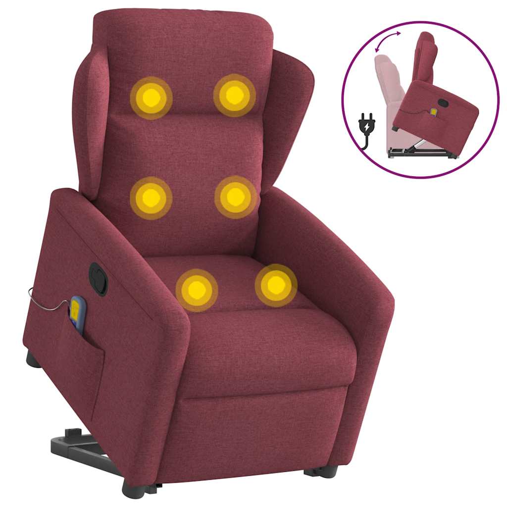 Poltrona de massagens reclin. elevatória tecido vermelho tinto