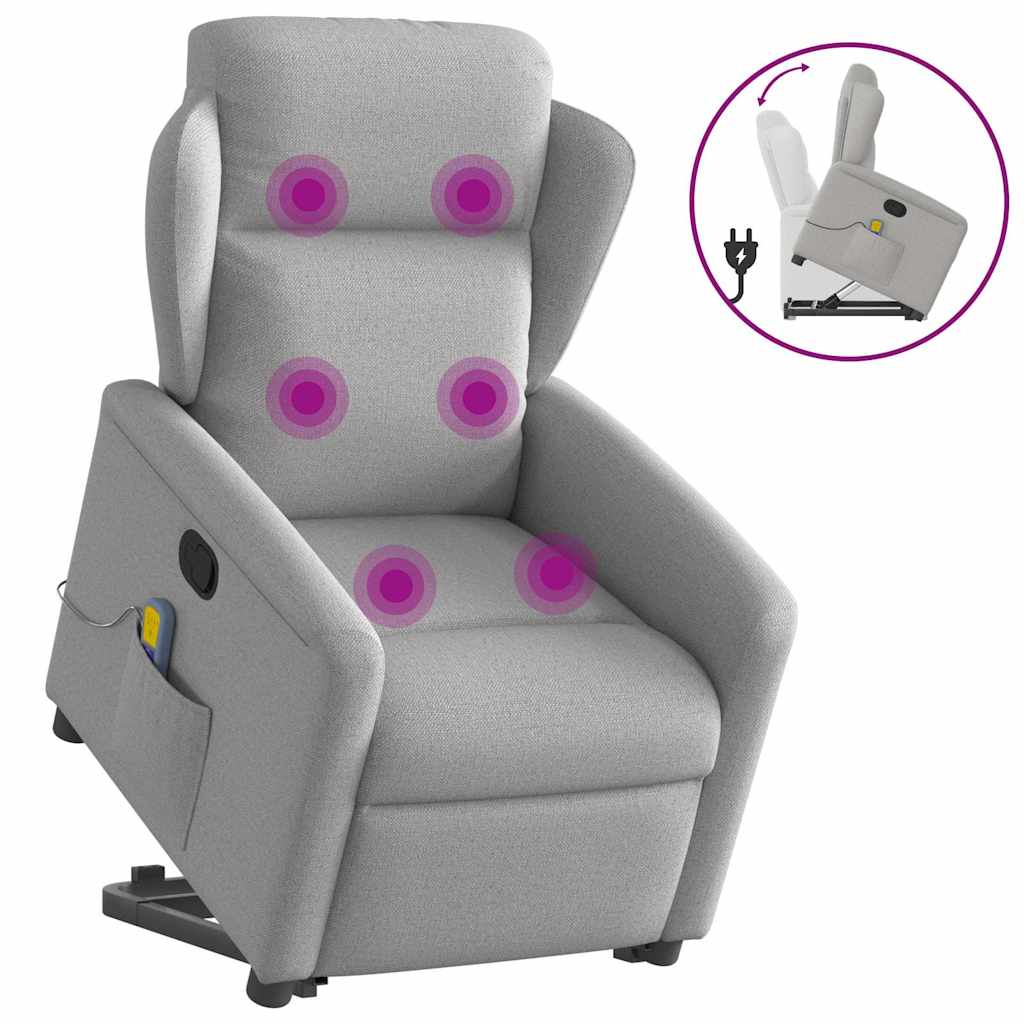 Poltrona elevatória de massagens tecido cinzento-nublado