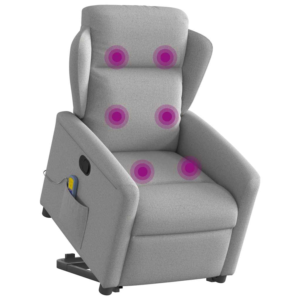 Poltrona elevatória de massagens tecido cinzento-nublado