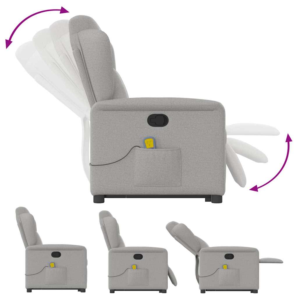Poltrona elevatória de massagens tecido cinzento-nublado