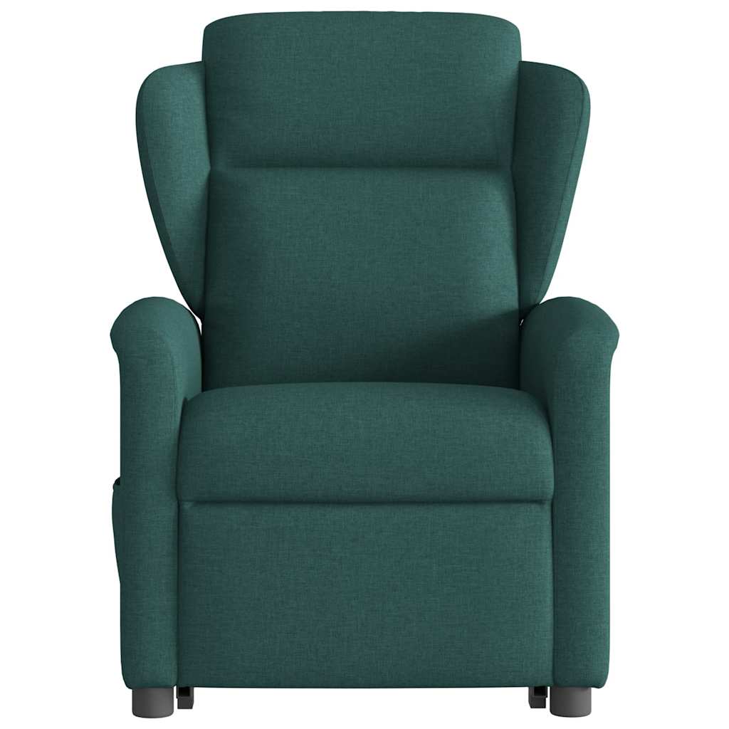 Poltrona reclinável elevatória elétrica tecido verde-escuro