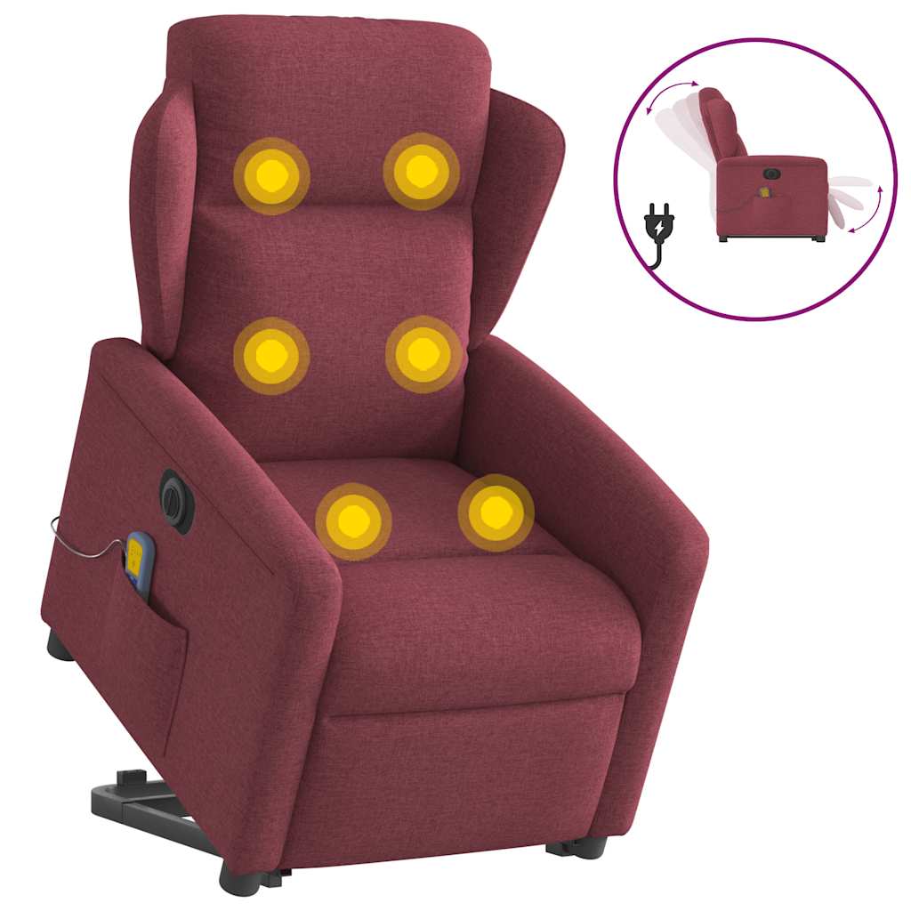 Poltrona elevatória de massagens elétrica tecido vermelho tinto
