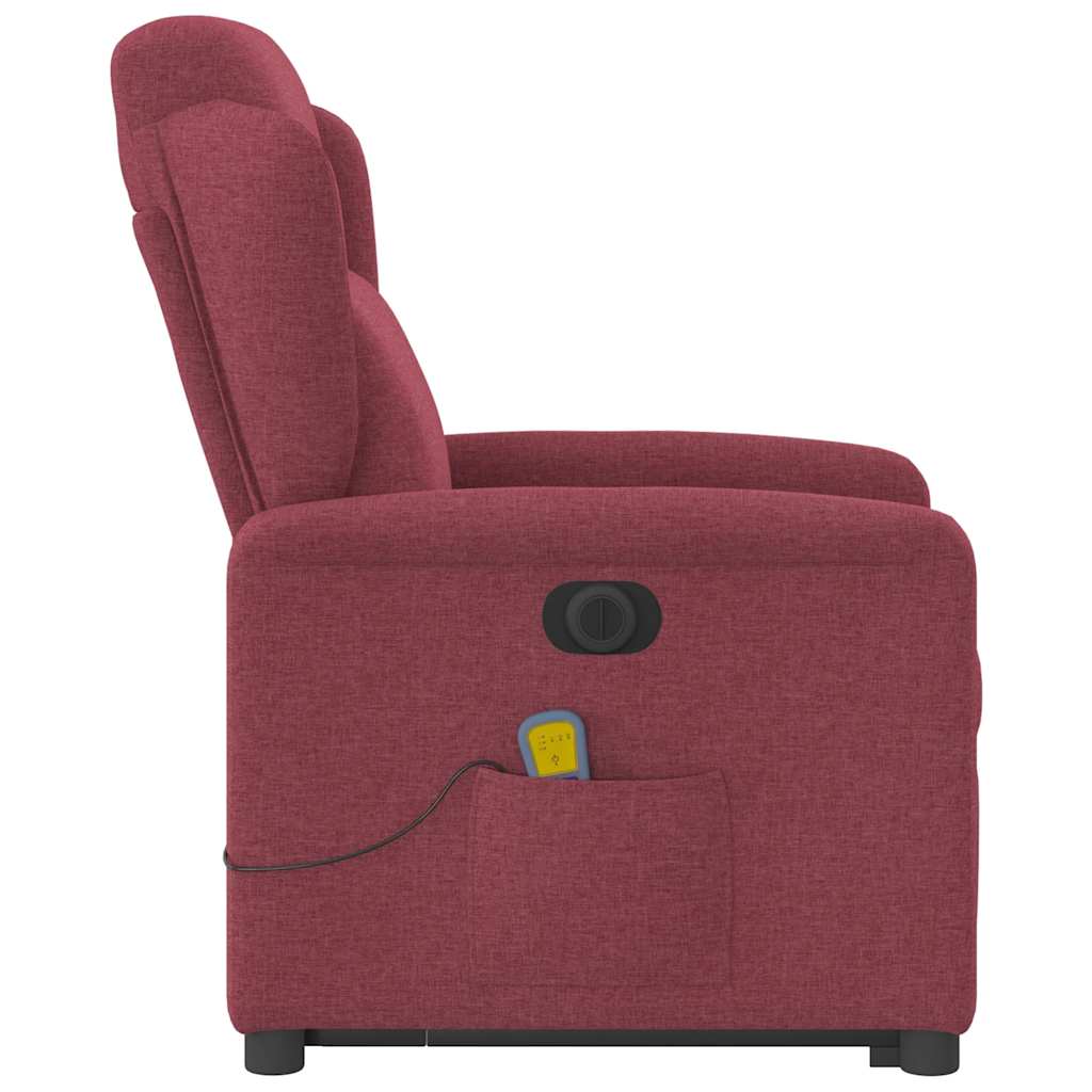 Poltrona elevatória de massagens elétrica tecido vermelho tinto