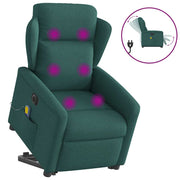 Poltrona elétrica elevatória massagens tecido verde-escuro