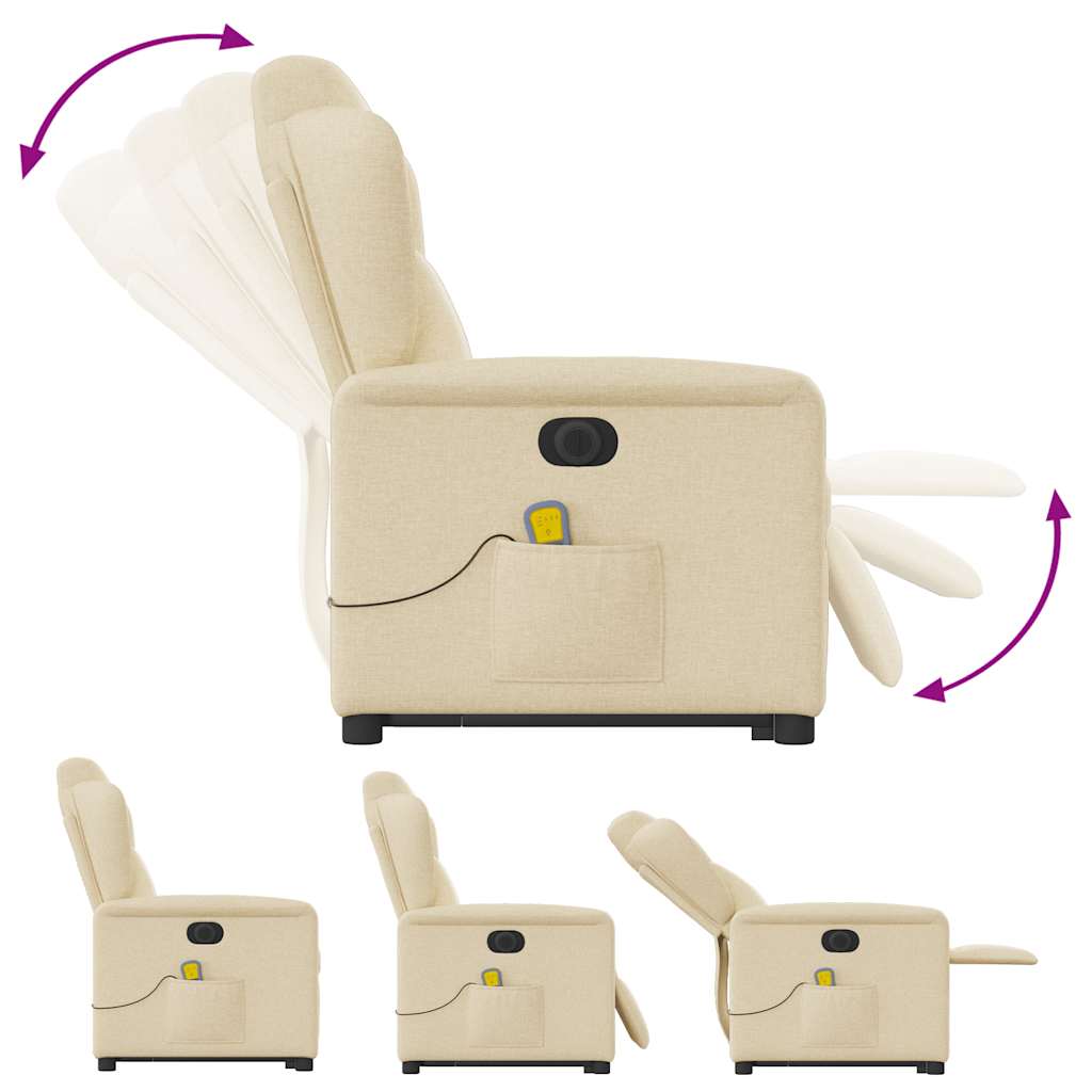 Poltrona elétrica elevatória massagens tecido creme
