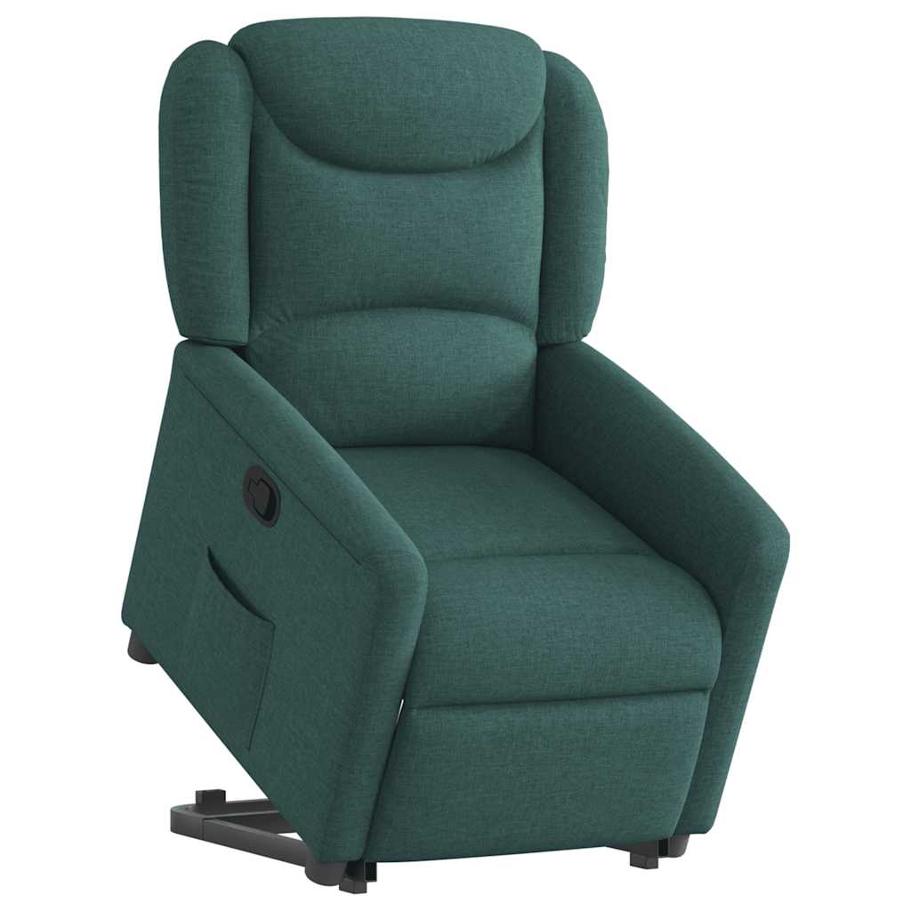 Poltrona reclinável elevatória tecido verde-escuro