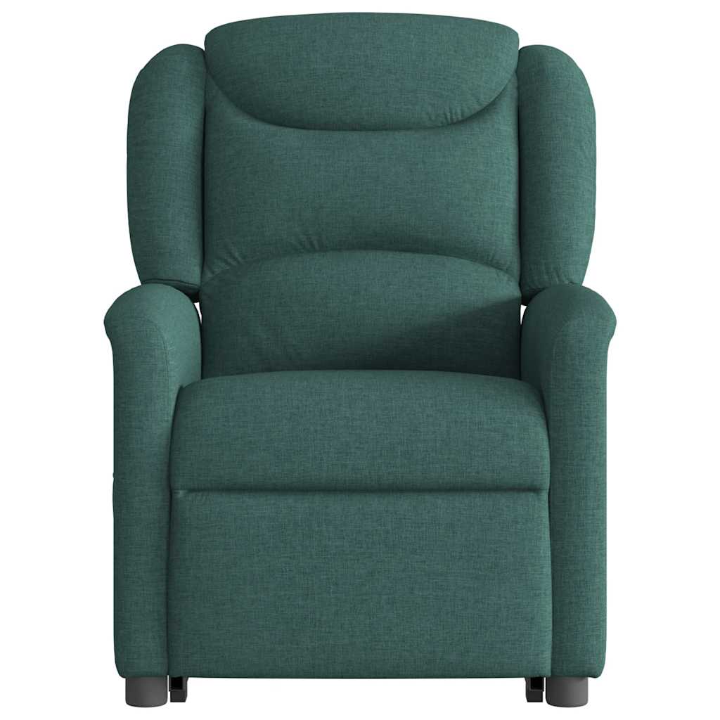 Poltrona reclinável elevatória de massagens tecido verde-escuro