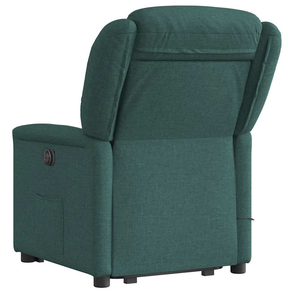 Poltrona reclinável elevatória de massagens tecido verde-escuro