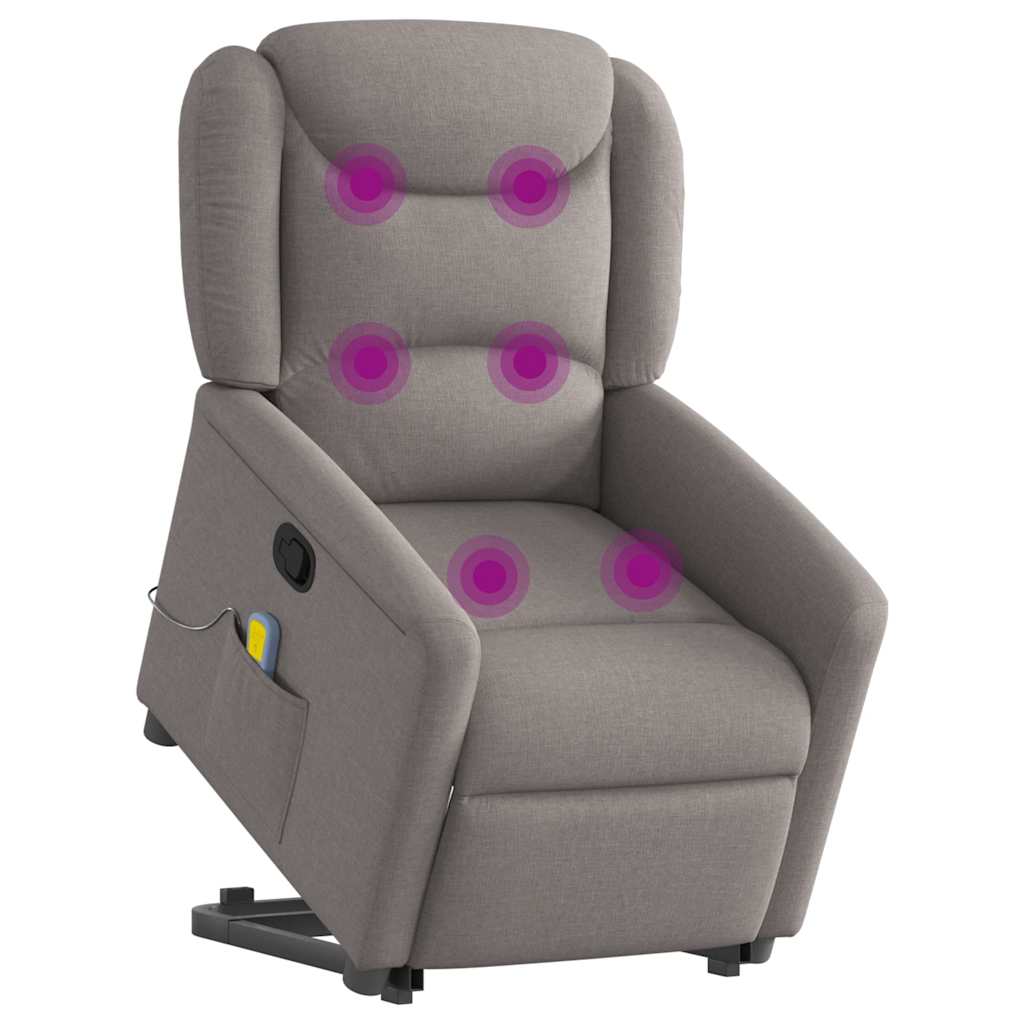 Poltrona elevatória de massagens tecido cinzento-acastanhado