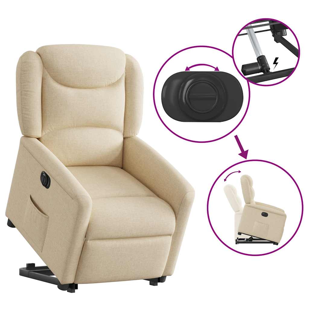 Poltrona reclinável elevatória elétrica tecido cor creme