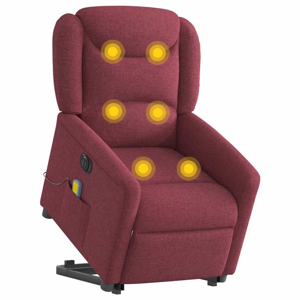 Poltrona elevatória de massagens elétrica tecido vermelho tinto
