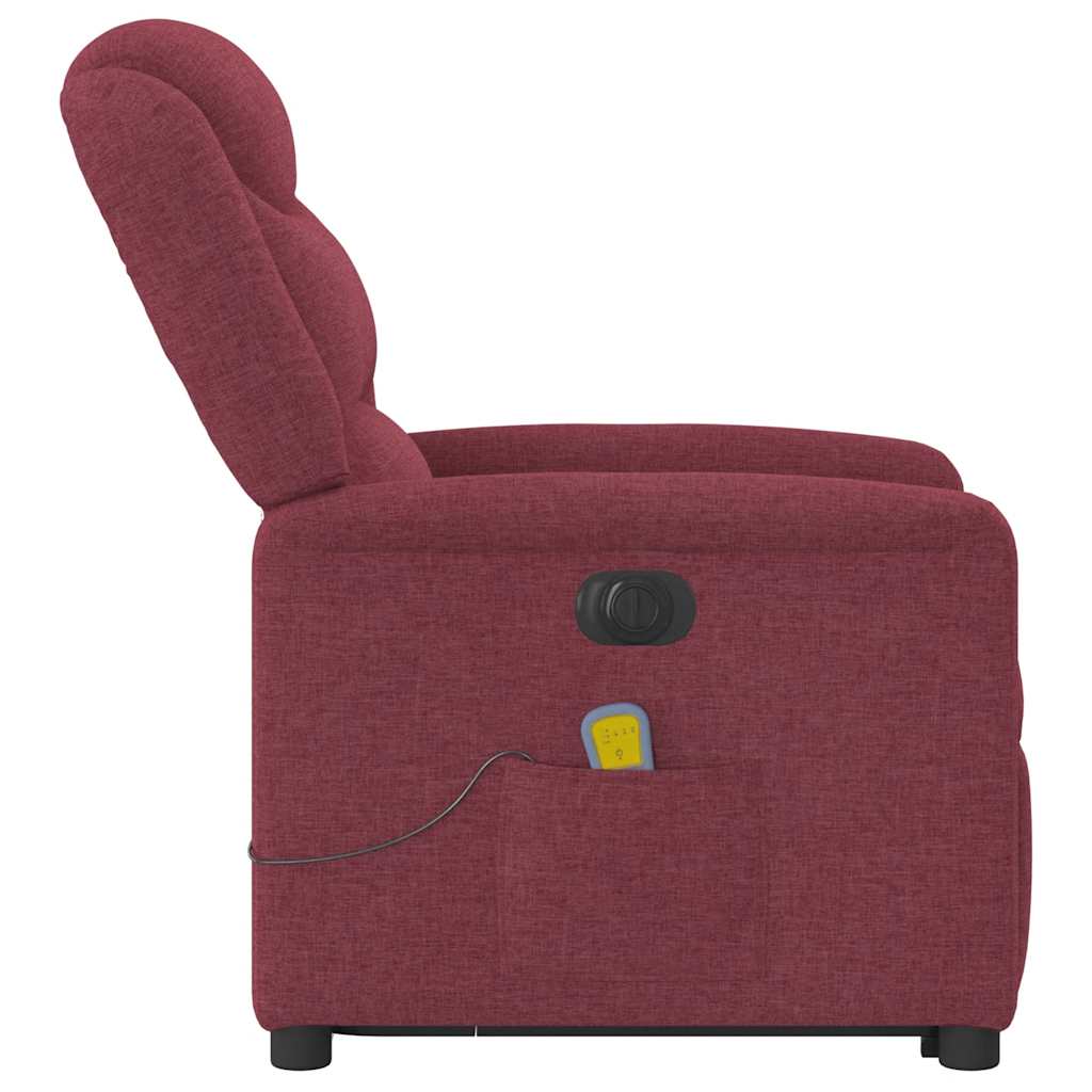 Poltrona elevatória de massagens elétrica tecido vermelho tinto