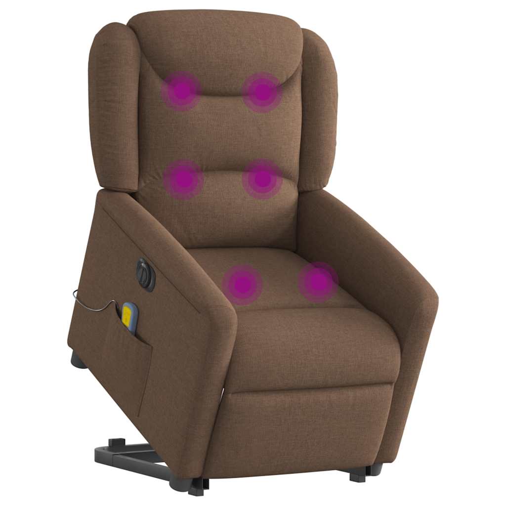 Poltrona elétrica elevatória massagens tecido castanho