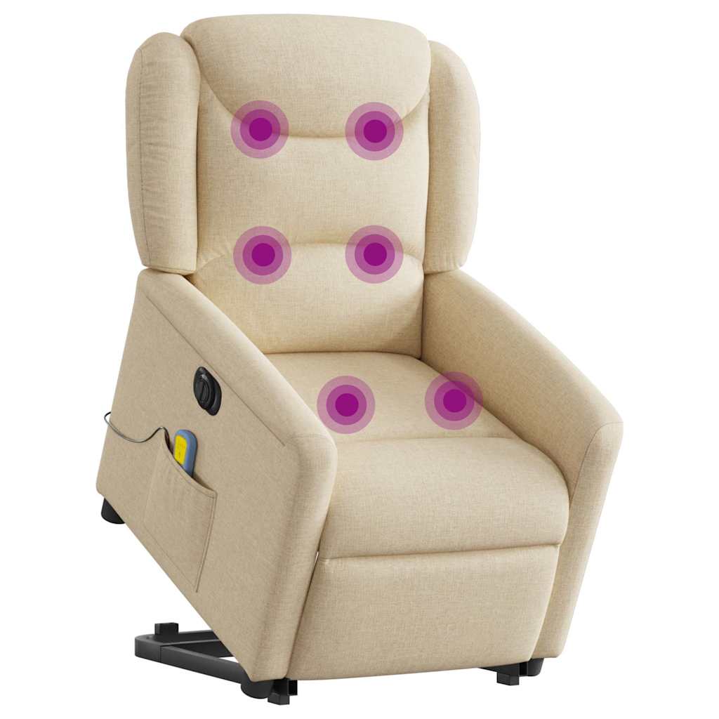 Poltrona elétrica elevatória massagens tecido creme