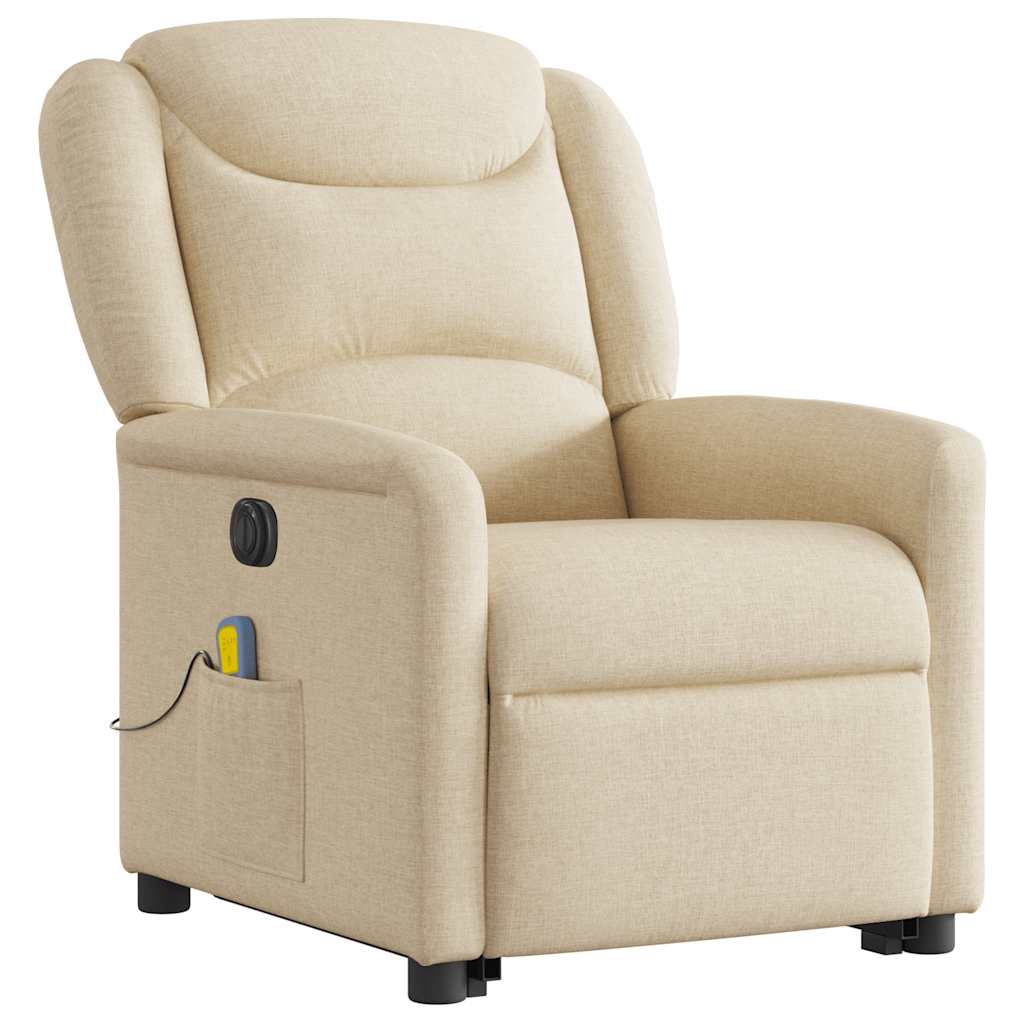 Poltrona elétrica elevatória massagens tecido creme
