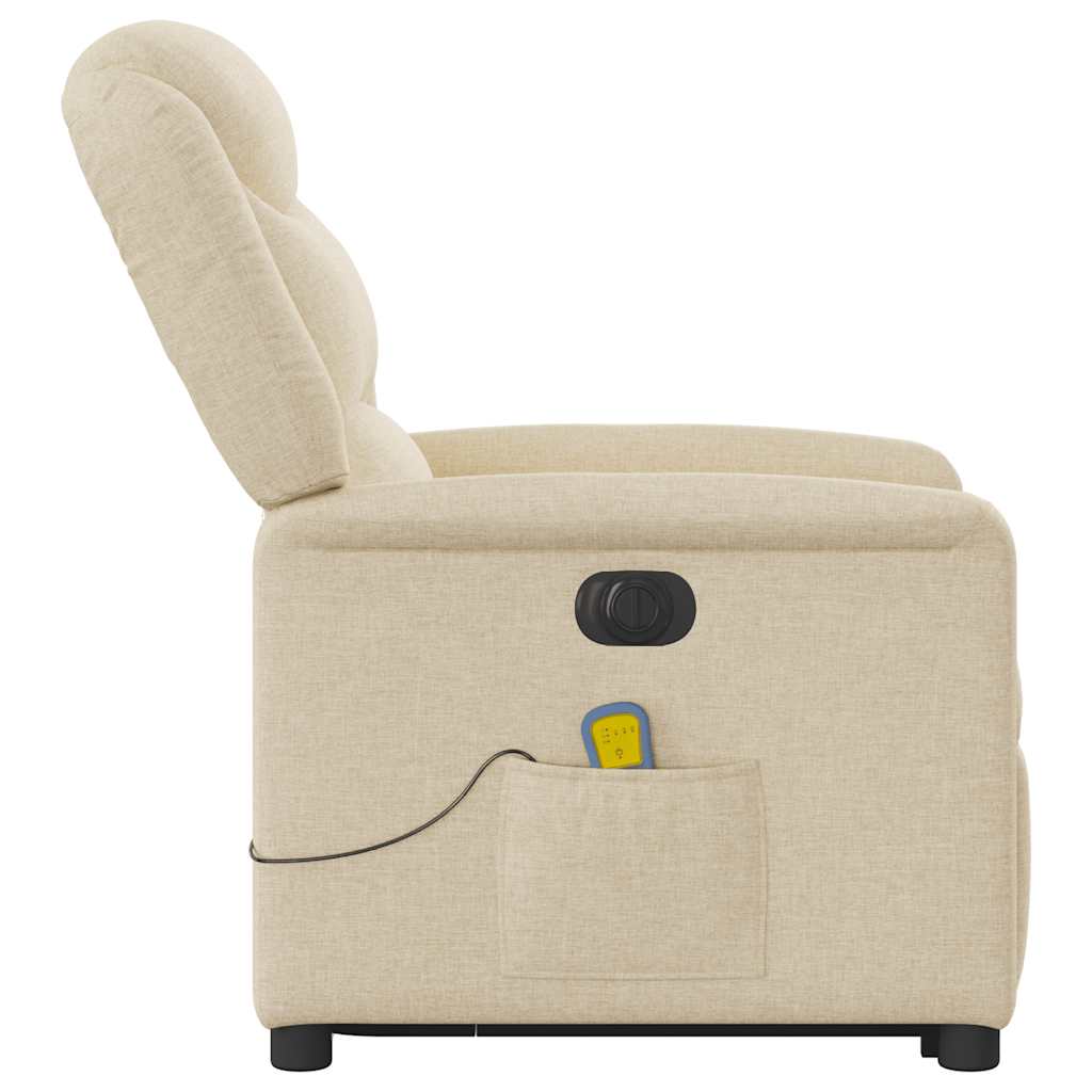 Poltrona elétrica elevatória massagens tecido creme