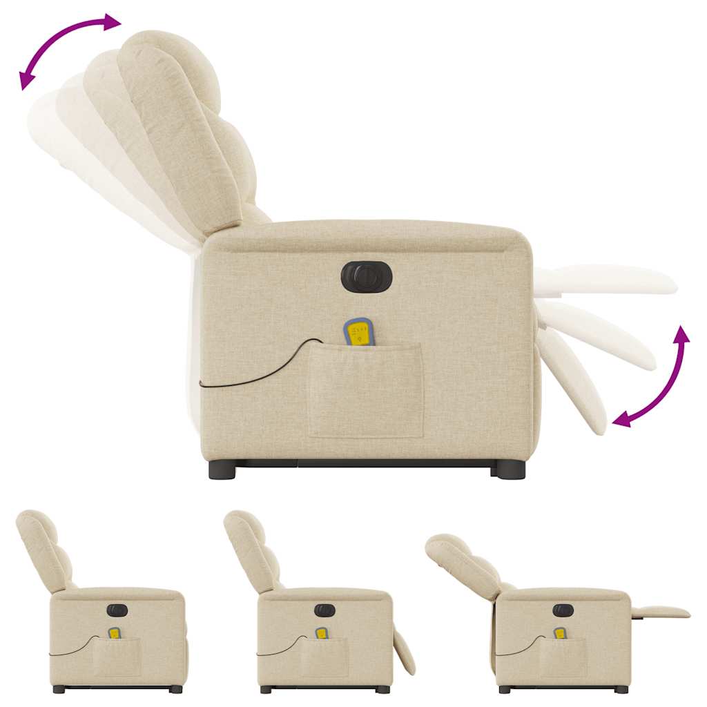 Poltrona elétrica elevatória massagens tecido creme
