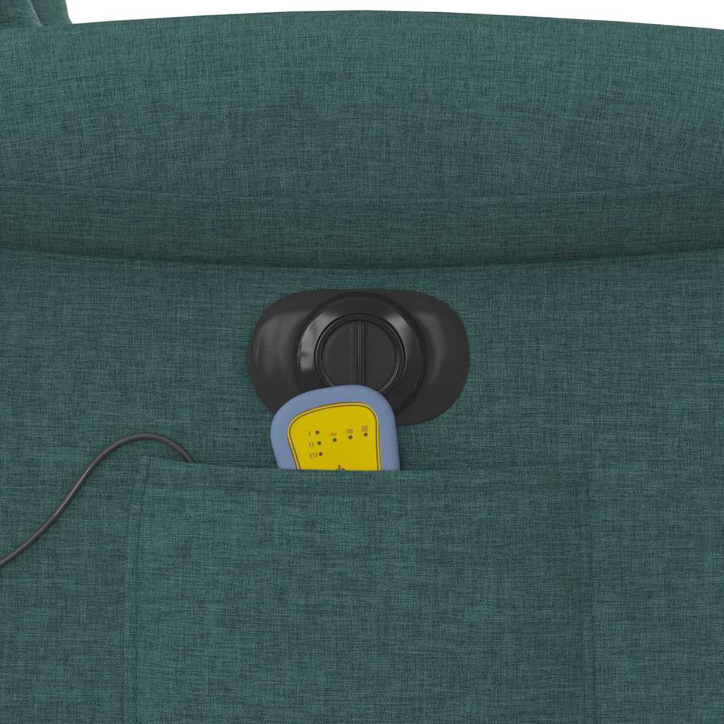 Poltrona reclinável de massagens elétrica tecido verde-escuro