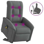 Poltrona elevatória de massagens tecido cinzento-escuro