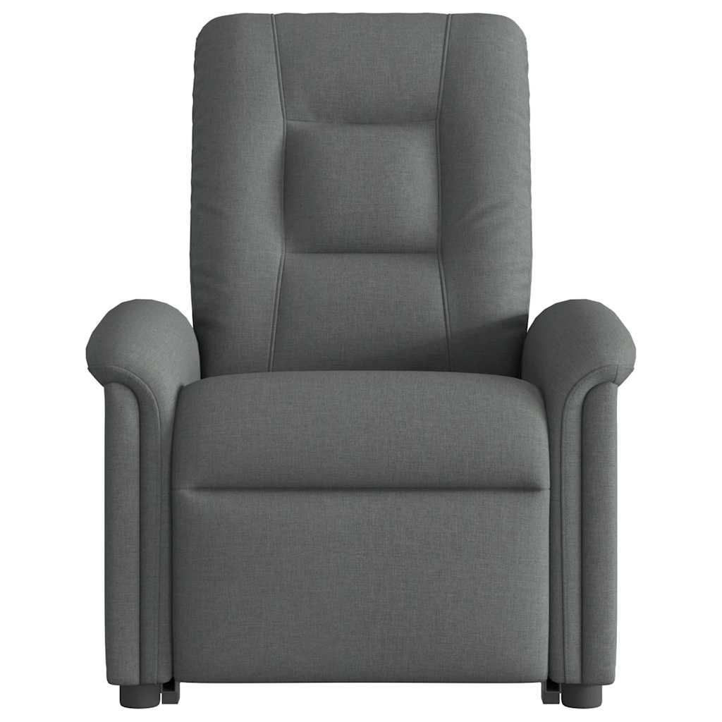 Poltrona elevatória de massagens tecido cinzento-escuro