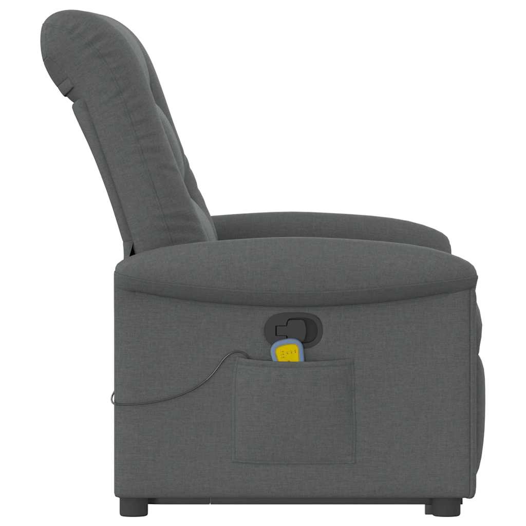 Poltrona elevatória de massagens tecido cinzento-escuro