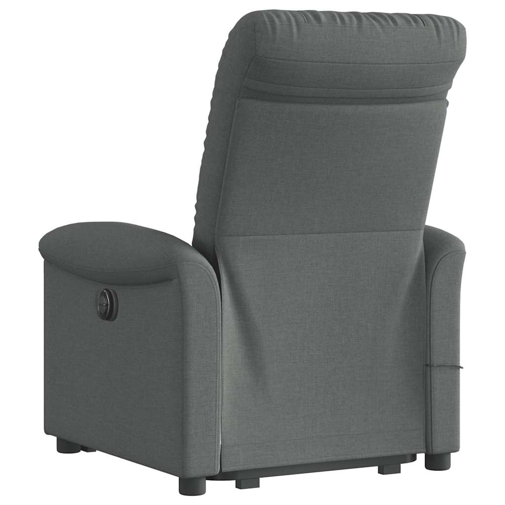 Poltrona elevatória de massagens tecido cinzento-escuro