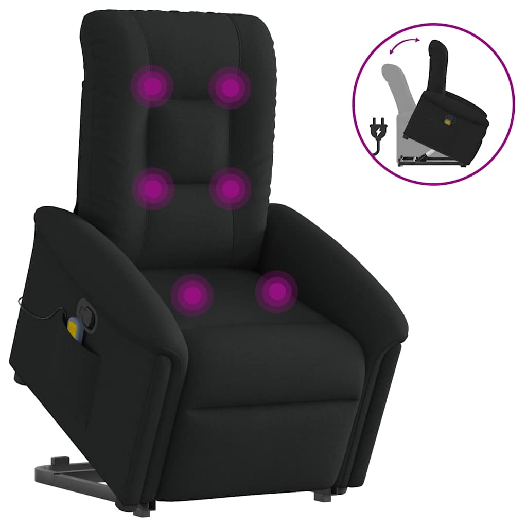 Poltrona de massagens reclinável elevatória tecido preto